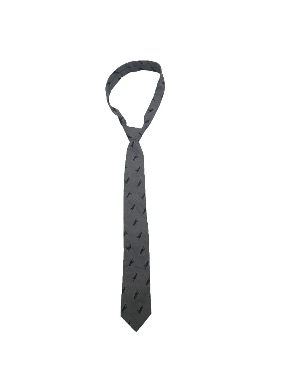 Old Navy Boys Dinosaur Print Gray Neck Tie XL 14-16 Polyester Kids Tie